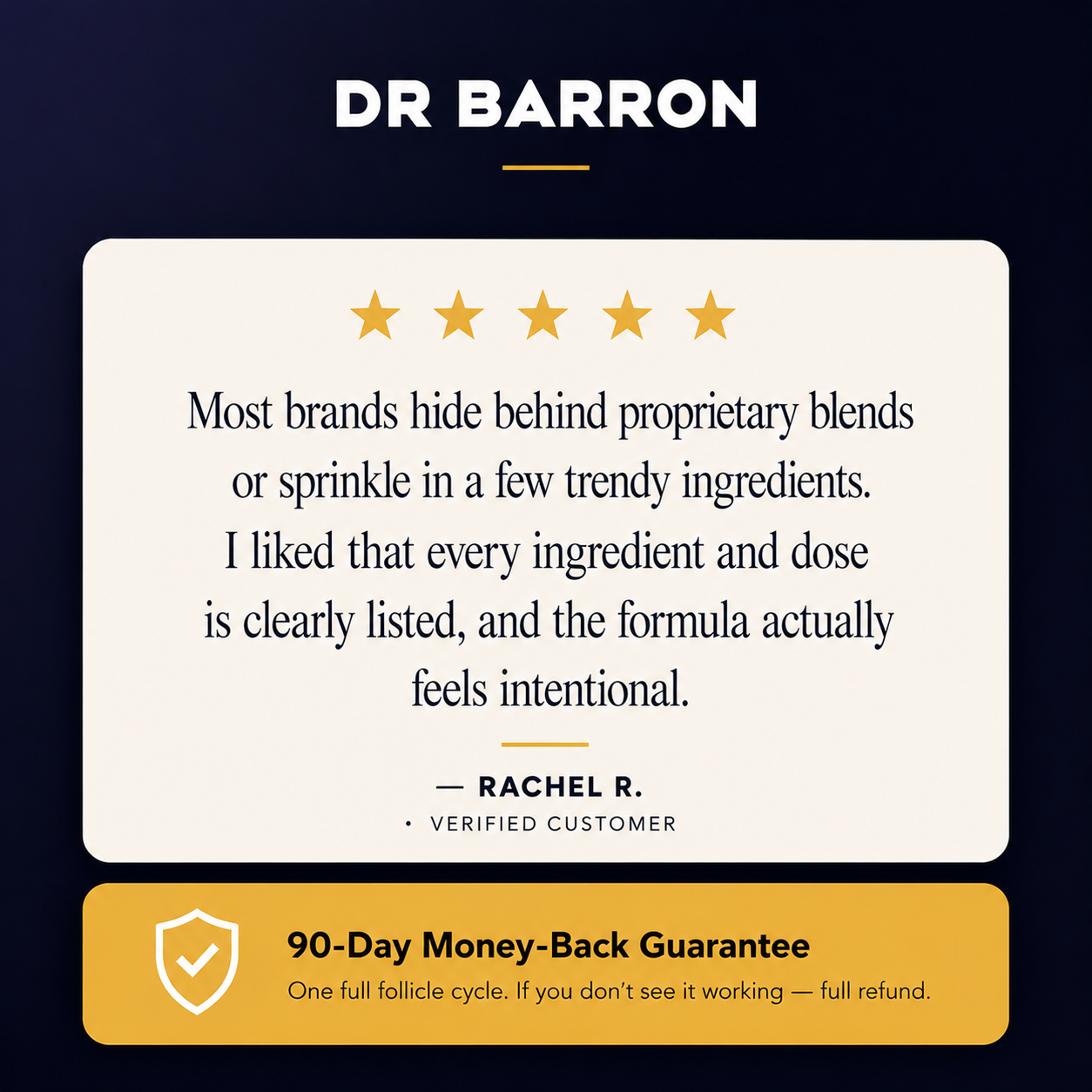 Verified customer review and 90-day guarantee