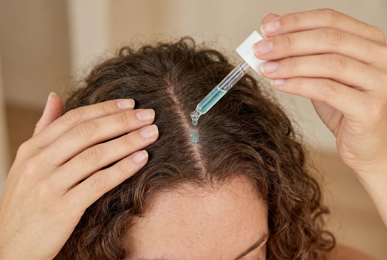 Applying the Hair Serum to the scalp
