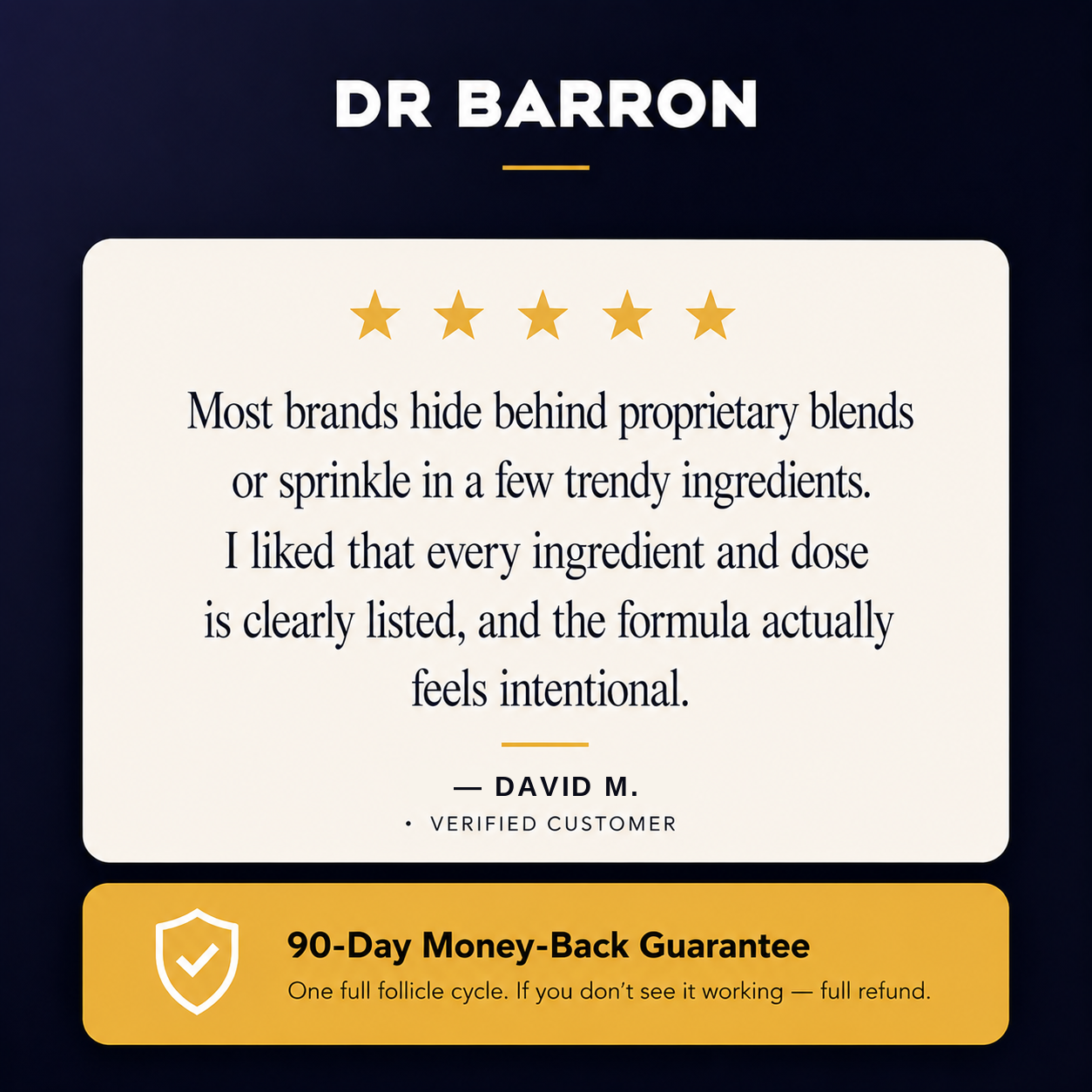 Verified customer review and 90-day guarantee