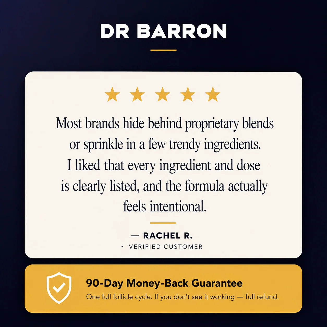 Verified customer review and 90-day guarantee